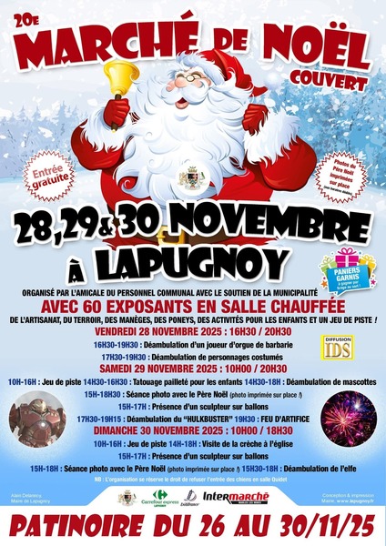 Marché de Noel de Lapugnoy durant le week-end du 28 au 30 novembre