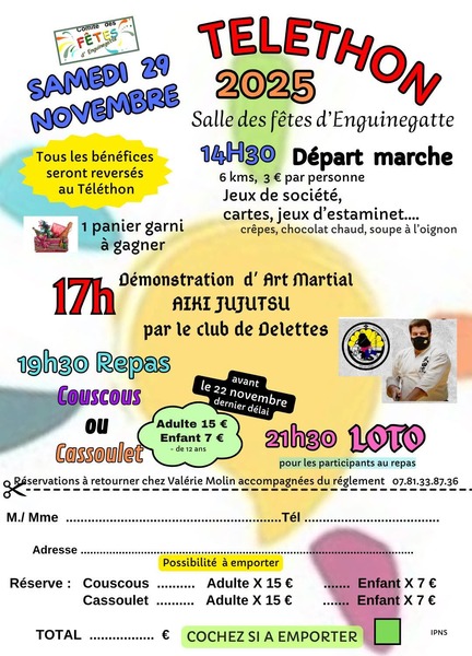 Journée téléthon à Enquin les Guinegatte ce samedi 29 novembre