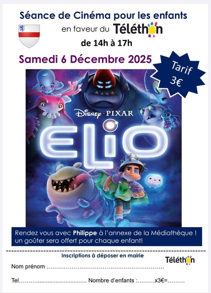 Séance cinéma ce samedi 6 décembre à Mont Bernenchon en faveur du téléthon