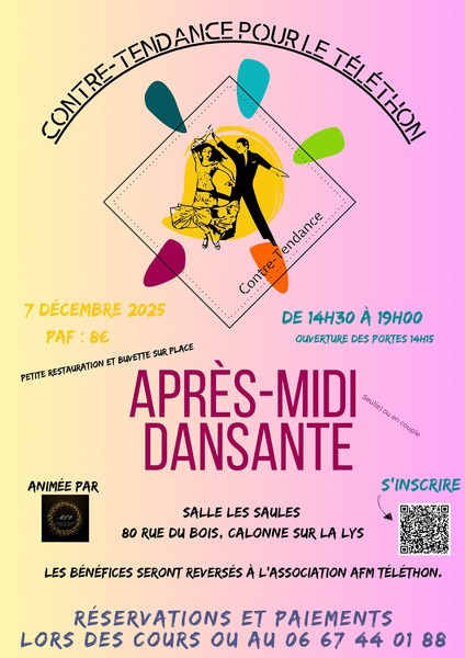 Après midi dansant ce dimanche 7 décembre à Calonne sur la Lys