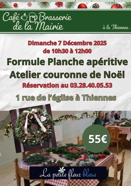 Un atelier couronne de Noel ce dimanche 7 décembre à Thiennes