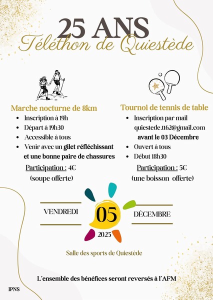 Des randonnées et un tournoi de tennis de table ce vendredi 5 décembre à Quiestede