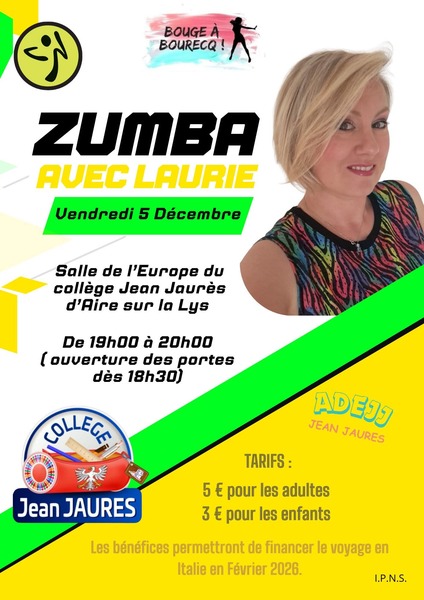 De la zumba avec Laurie le vendredi 5 décembre à Aire sur la Lys