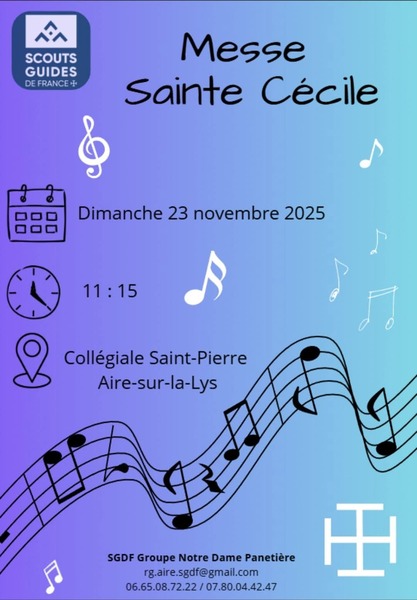 Messe de la Sainte Cécile ce dimanche 23 novembre dans la collégiale de Aire sur la lys