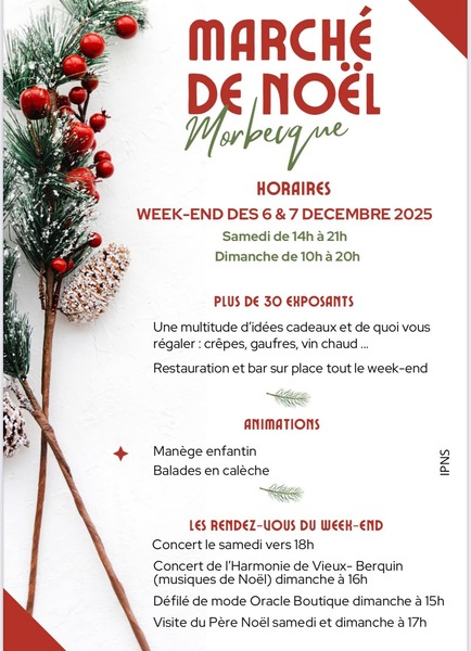 Marché de Noel de la commune de Morbecque ce samedi 6 et dimanche 7 décembre