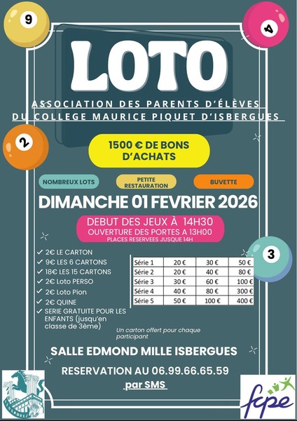 Loto ce dimanche 1 février à Isbergues