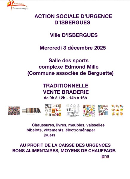 Traditionnelle braderie de l'action sociale d'Isbergues ce mercredi 3 décembre