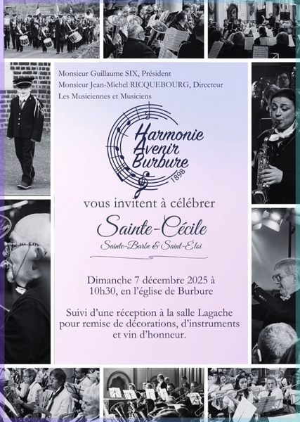 L'harmonie avenir de Burbure vous invite à célébrer la Sainte Cécile ce dimanche 7 décembre