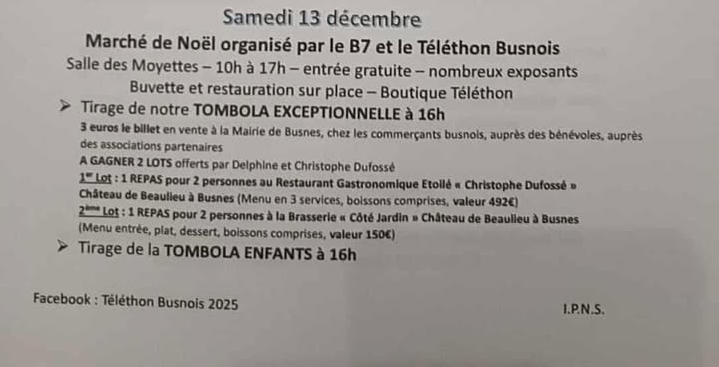 Un tombola jusque ce dimanche 13 décembre à Busnes