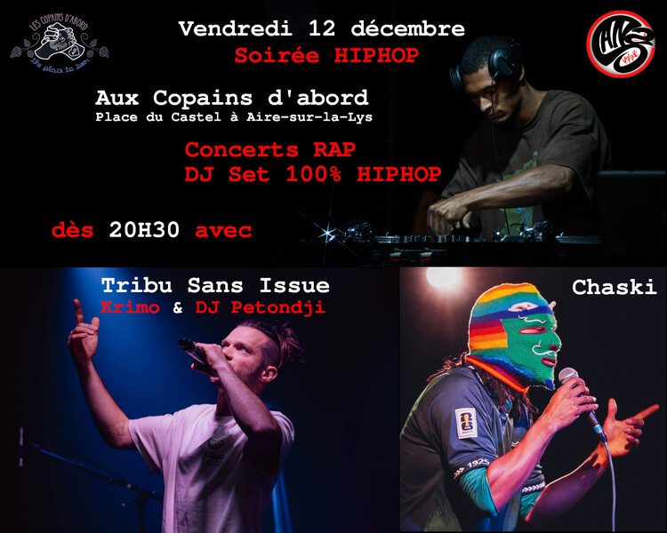 Soirée hiphop ce vendredi 12 décembre aux copains d'abord d'Aire sur la Lys