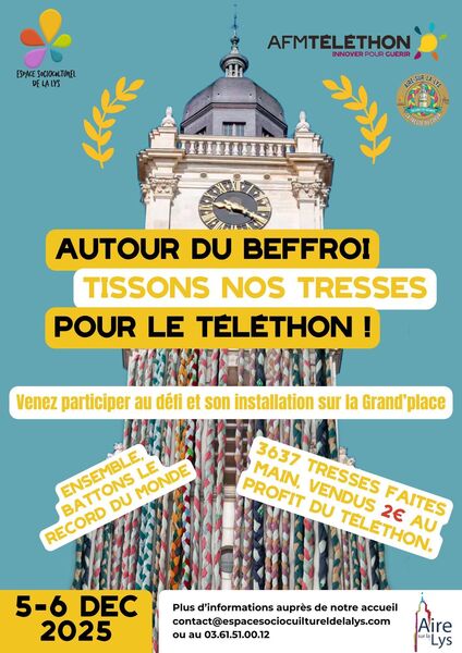 Tentative de record du monde de la plus longue tresse à Aire sur la Lys