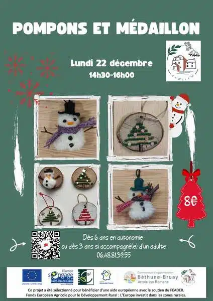 Pompons et médaillon ce lundi 22 décembre au moulin de Witternesse