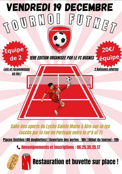 Un tournoi futnet ce vendredi 19 décembre à Aire sur la Lys