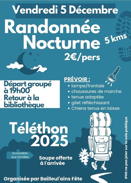 Une randonnée nocturne ce vendredi 5 décembre
