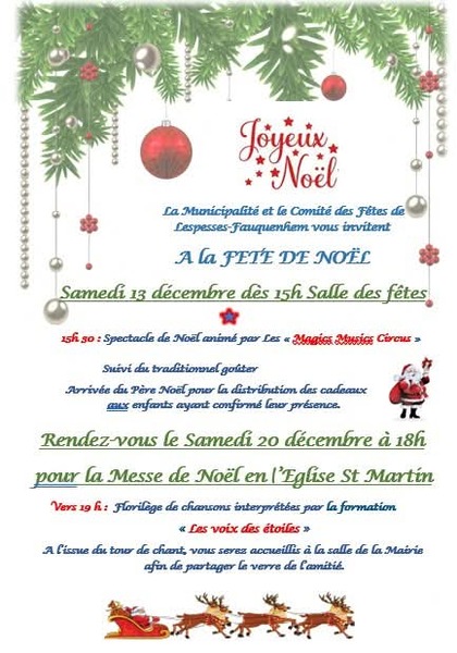 La messe de Noel à Lespesses ce samedi 20 décembre