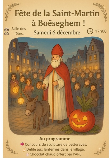 Fête de la Saint Martin à Boeseghem ce samedi 6 décembre