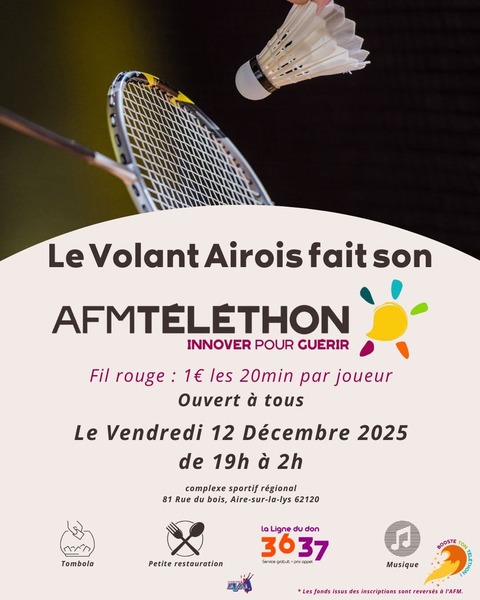 Le volant Airois fait son téléthon ce vendredi 12 décembre à Aire sur la Lys