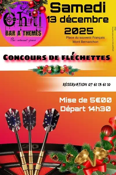 Concours de fléchettes ce samedi 13 décembre au ch'ti bar à thèmes de Mont Bernenchon