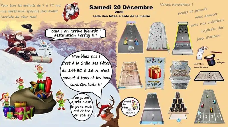 Un après midi de jeux d'antan en attendant le Père Noel à Ferfay