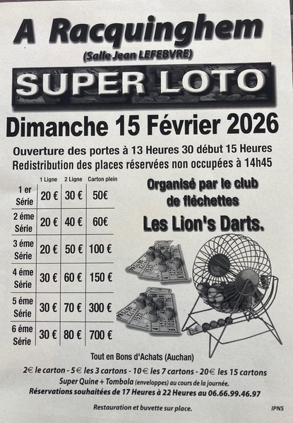 Un loto est organisé ce dimanche 15 février à Racquinghem