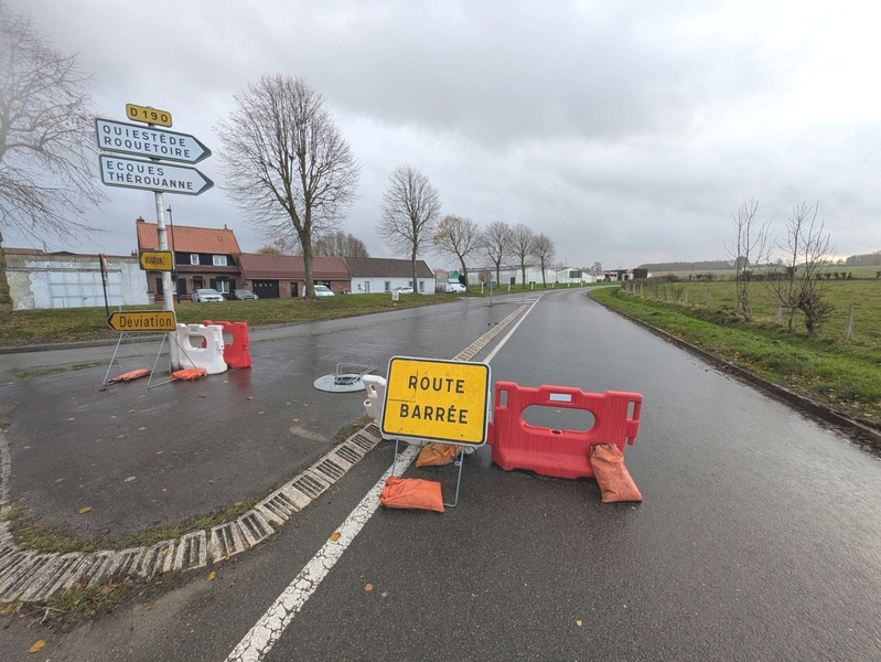 Plan de déviation départementale 190 à Racquinghem jusqu'au 30 janvier