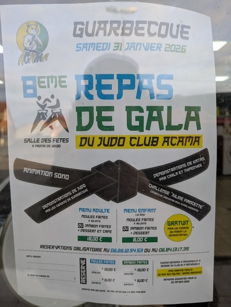 8éme repas de gala du judo club ACAMA à Guarbecque