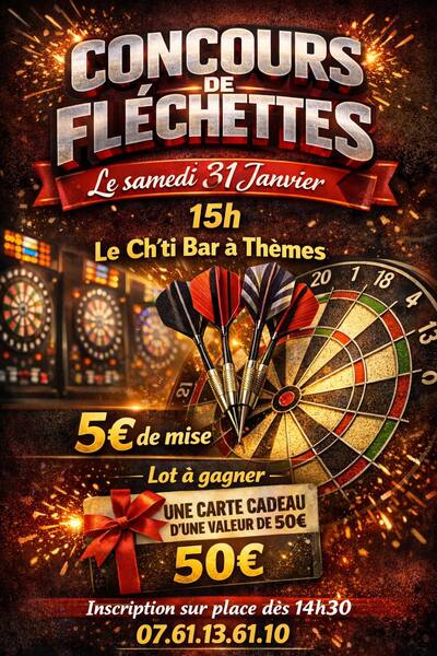 Un concours de fléchettes est organisé ce samedi 31 janvier au ch'ti bar à thèmes de Mont Bernenchon