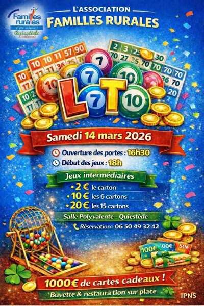 Un loto est organisé ce samedi 14 mars à Quiestède