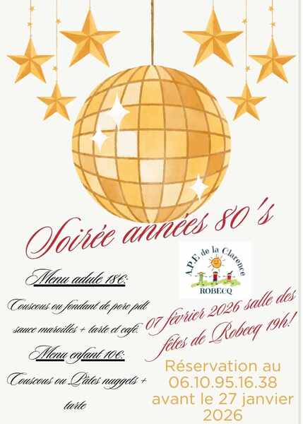 Une soirée années 80 est organisée par l'APE de Robecq