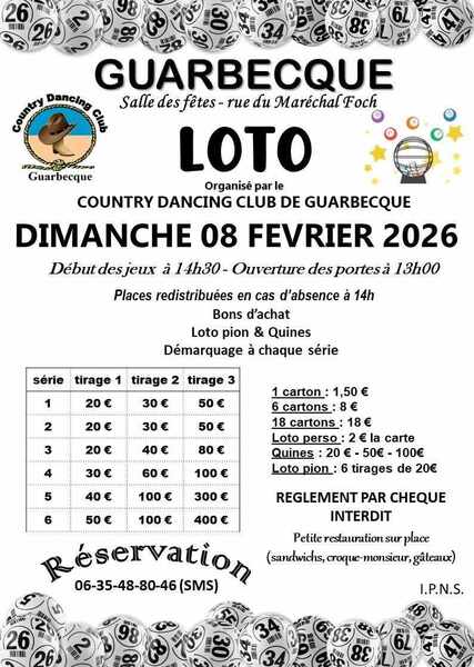 Un loto sera organisé ce dimanche 8 février à Guarbecque
