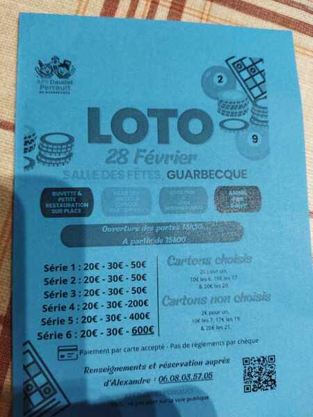 Un loto ce samedi 28 février à Guarbecque