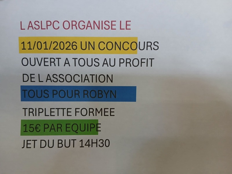 Un concours de pétanque est organisé ce dimanche 11 janvier