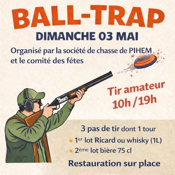 Ball trap ce dimanche 3 mai à Pihem