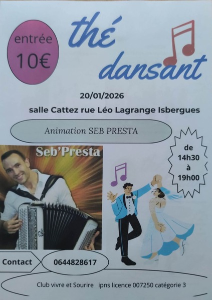 Un thé dansant est organisé ce mardi 20 janvier à Isbergues