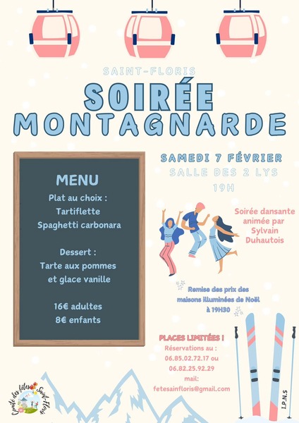 Soirée montagnarde ce samedi 7 février à Saint Floris