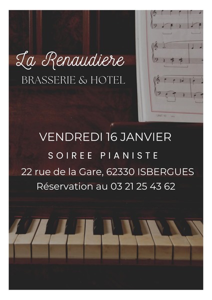Soirée pianiste ce ce vendredi 16 janvier à Isbergues