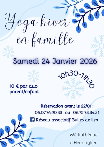 Une séance Yoga hiver en famille ce samedi 24 janvier à Heuringhem
