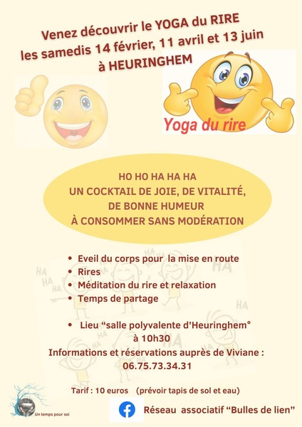 Des séances pour découvrir le Yoga du rire à Heuringhem