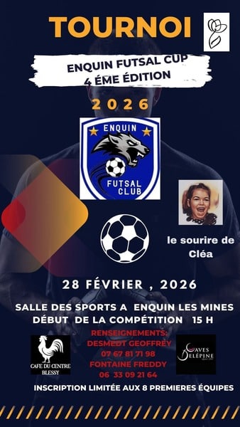 Tournoi futsal à Enquin lez guinegatte le samedi 28 février