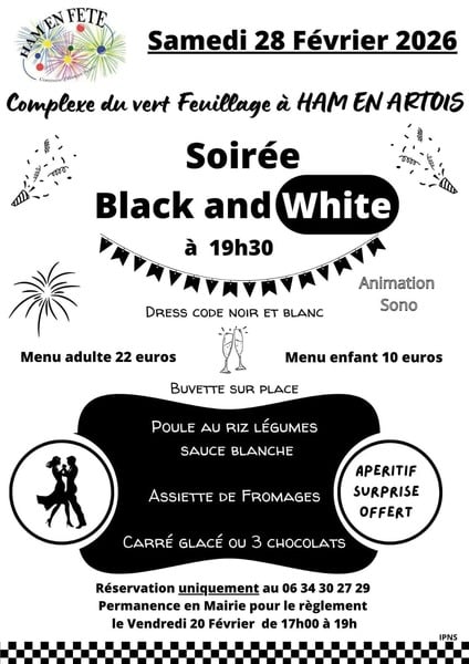 Une soirée Black and White est organisée ce samedi 28 février à Ham En Artois