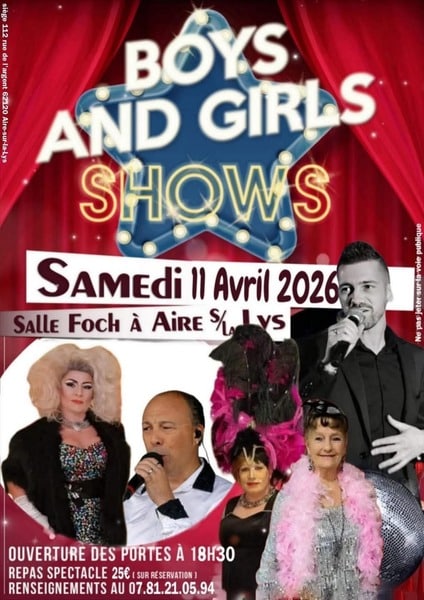 Soirée Boys And Shows ce samedi 11 avril à Aire sur la Lys