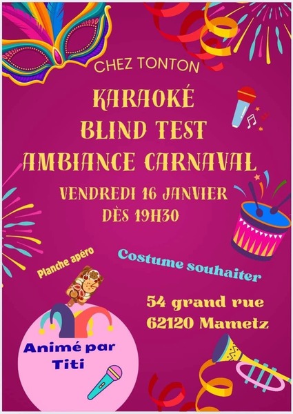 Une soirée karaoké est organisée au bar Chez tonton de Mametz ce vendredi 16 janvier au soir