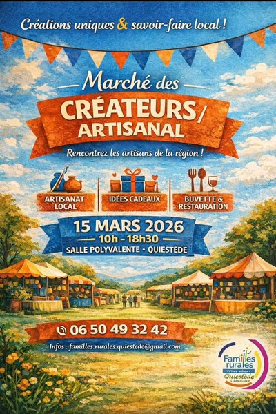 Marché des créateurs ce dimanche 15 mars à Quiestede