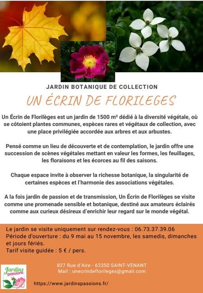 Ouverture d'un nouveau jardin à Saint Venant, rendez vous les 6 et 7 juin 2026 mais également les 13 et 14 juin ainsi que les 10 et 11 octobre 2026