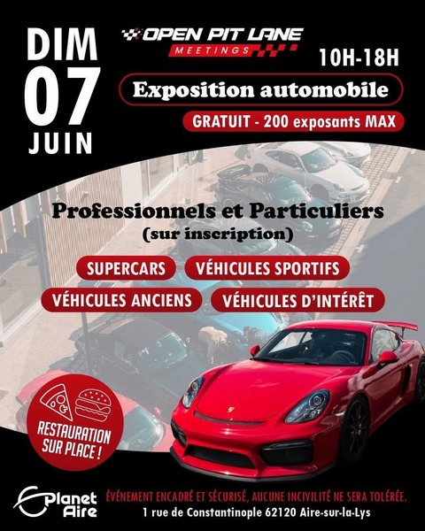Exposition automobile chez Planet'Aire ce dimanche 7 juin