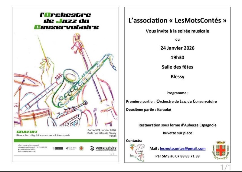 L'orchestre de Jazz du conservatoire sera en prestation ce samedi 24 janvier à Blessy