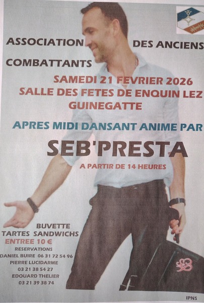 Après midi dansant ce samedi 21 février à Enquin lez guinegatte