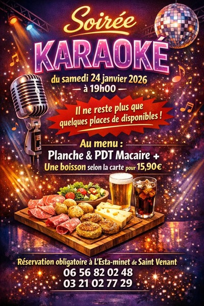 Une soirée karaoké est programmée ce samedi 24 janvier à l'esta-minet de Saint Venant