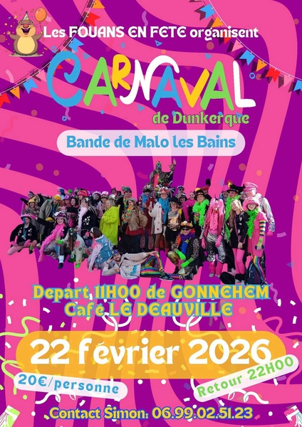 Un déplacement au carnaval de Dunkerque est programmé ce dimanche 22 février depuis Gonnehem