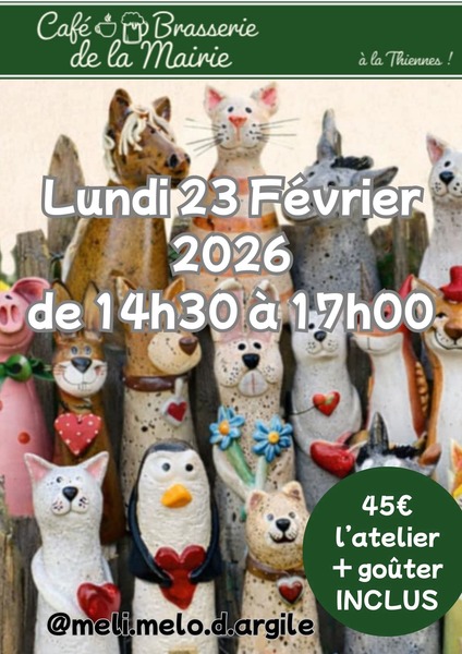 Un atelier poterie est annoncé au café brasserie de la mairie de Thiennes